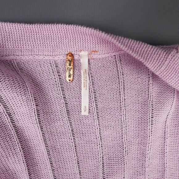 Free People Womens Small Lilac Ribbed Longline Linen Blend Duster Cardigan - Picture 7 of 8